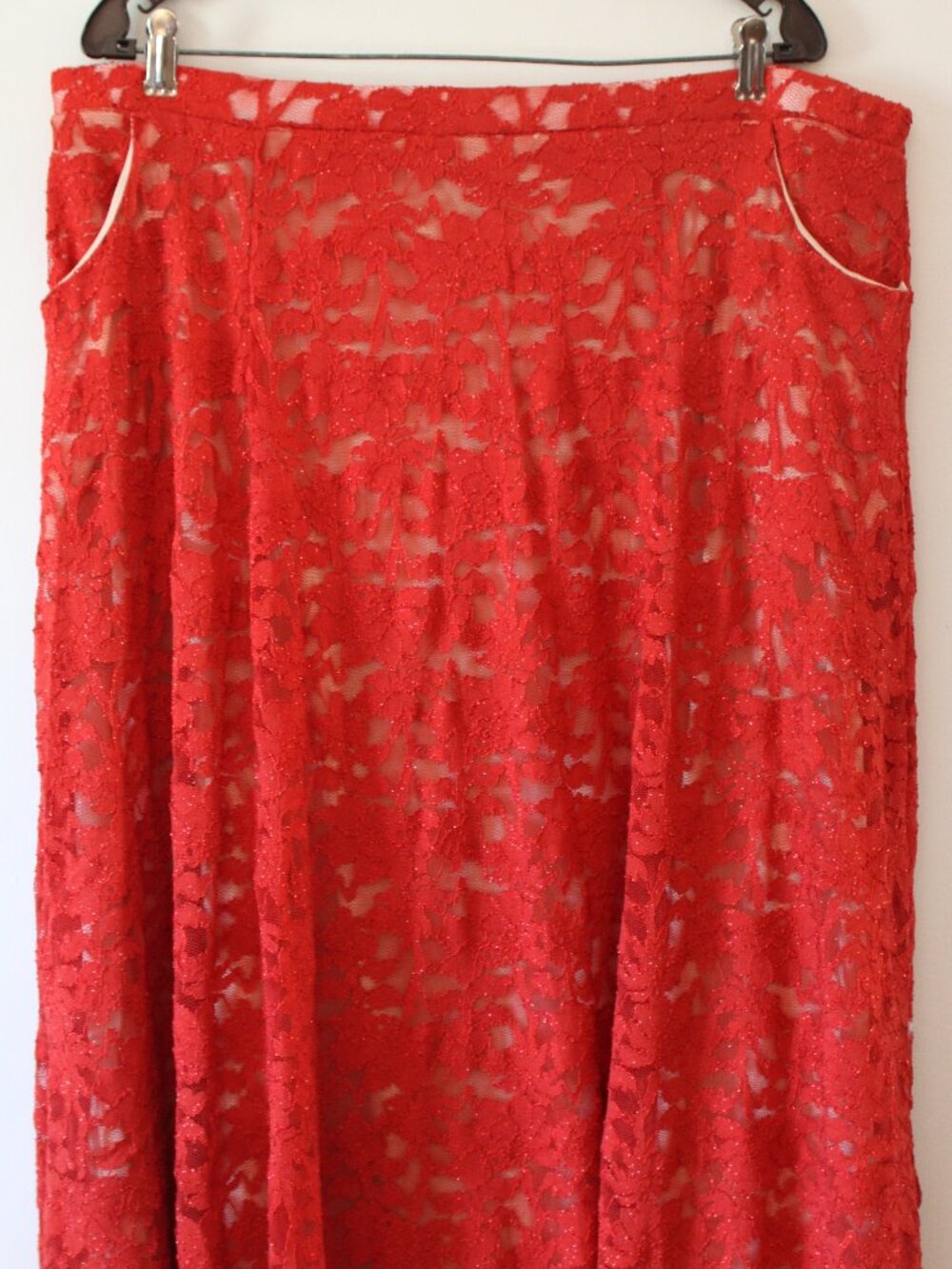 LuLaRoe Elegant Red Lace Maxi Skirt EUC